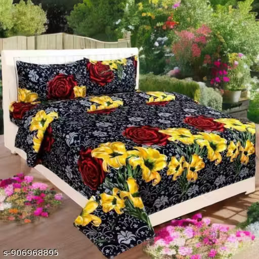 BLACK YELLOW SEMWAL CREATIONS PRESENT GALACE COTTON BEST SELLING Double BEDSHEETS KING SIZE(85*85) BEDSHEETS