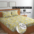 Bedding Castle Fitted (Elastic) Cotton Double Bedsheet Set with 2 pillow covers (Bedsheet Size 78x72+10) (Pillow Size 28x18)
