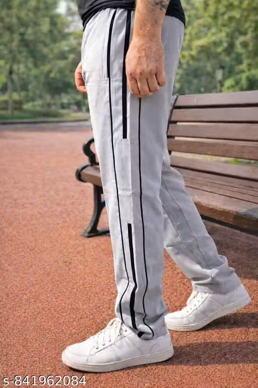 Stylish Men Track Pant Regular Fit Polyester Gym Wear Joggers with Zipper Pocket & Drawstring Casual Sports Lower
