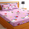 bedsheet/Elastic fitted bedsheet/Fitted bedsheet 320 Tc premium quality glace cotton bedsheet with 2 pillow covers.