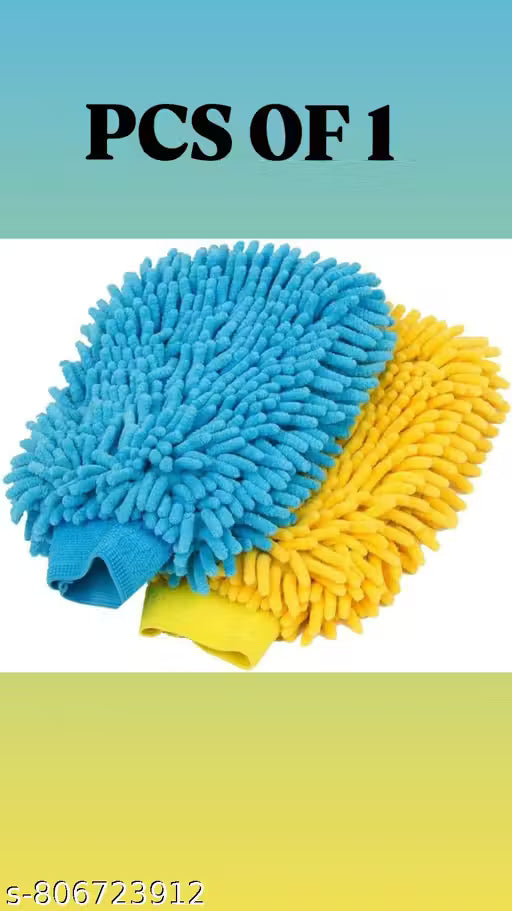 1 Pcs Random Color Microfiber Car Wash mitt for Cleaning and Dusting Chenille Mitt Cleaning Gloves (1 PCS Double Sided, Extra Large, Professional Grade, Big Chenille Mitt Glove, Multi Color)