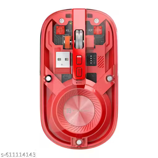 Portronics Toad 8 Transparent Wireless Bluetooth Mouse with Dual Wireless (BT + 2.4 GHz), Rechargeable Battery,