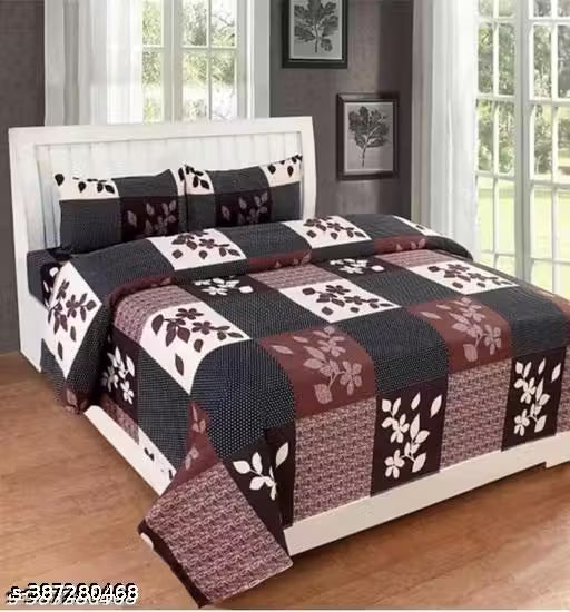 GLACE COTTON DOUBLE BED BEDSHEET PACK OF 1 WITH 2 PILLOW COVERS