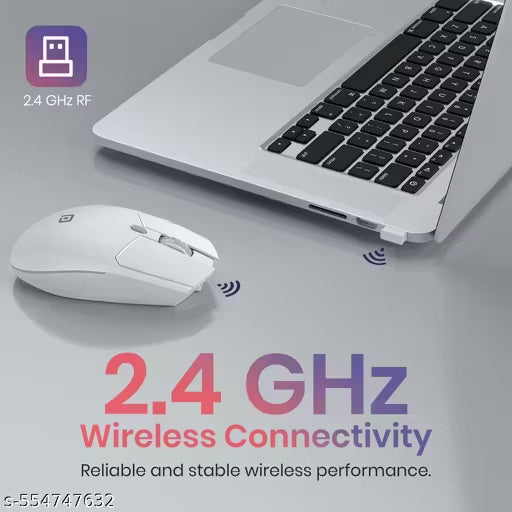 Portronics Toad 36 Wireless Mouse, 2.4GHz, Rechargeable, 6 Buttons, 1600 DPI, Ergonomic Thumb Support, Universal Compatibilty, Built-in-Battery, for (White)