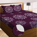 Super Soft Glace Cotton Attractive King Queen Single Cotton Feel All Round Elastic Fitted Double Bed Bedsheet with 2 Pillow Covers-72x78x8