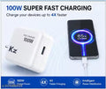 Kz 100W SuperVOOC Fast Charger Adapter with USB Cable | Ultra Fast Charging Single USB Wall Charger for Mobile, Tablet & Laptop