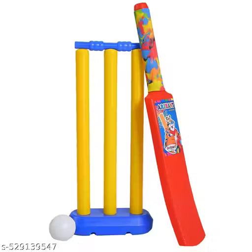 3Wicket Plastic Cricket set For Small Kids(2yr to 5 yr)Bat Color May Vary(R,Y,G,O)