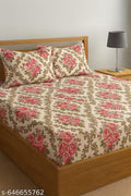 Glace-Cotton Bedsheet For Single/Double Bed With Pillow Cover