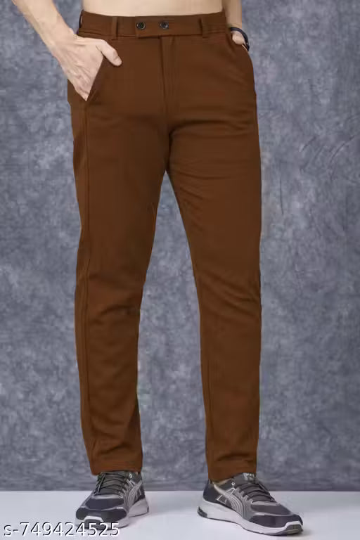 Men Regular Fit Formal Trousers with Stretchable Lycra Blend Fabric