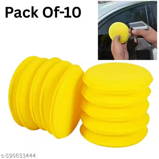Car Polish Sponge Multipurpose Car Foam Wax Applicator Polish Pad Soft Car Clean Wax Sponge Used for Detailing Polish for Bike and Car Dashboard Round Pads - Pack of (10)