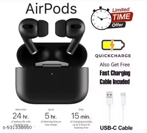 Wireless TWS Bluetooth Ear buds (black) | High-Quality Sound | Long Battery Life | Touch Control Ear buds | Comfortable Fit | Bluetooth 5.3 Ear buds