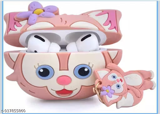 “Cute Cat silicone Cover Compatible with airpods pro 4” “Cartoon Protective Case with Keychain”