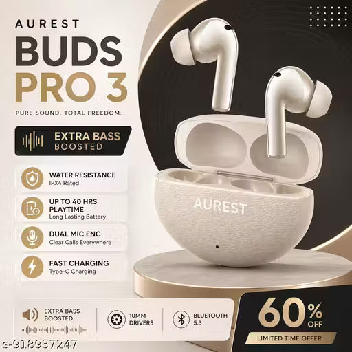 New AUREST Trending Buds Pro TWS Bluetooth Wireless Earbuds With Best Quality Wireless Bluetooth Headphones & Earphones Touch Sensor