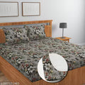 NHD HOME Collection Premium Cotton Elastic King Size Fitted Bedsheet With 2 Pillow Covers | Double Bed With All Around Elastic 210TC Supersoft | Size - 72x78+8 Inches