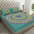Jaipuri pure cotton double bedsheet with two pillow covers