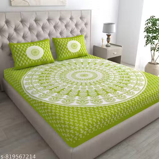 160 TC 100 % cotton Double bed bedsheet with 2 pillow cover