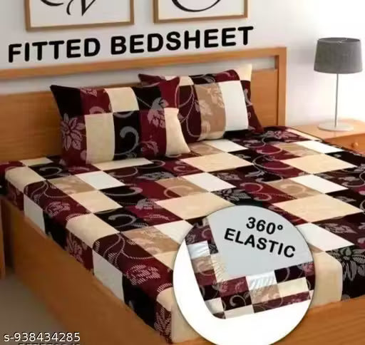 bedsheet/Elastic fitted bedsheet/Fitted bedsheet 320 Tc premium quality cotton bedsheet with 2 pillow covers.