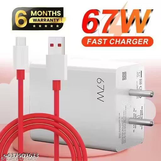 67 Watt supervooc fast mobile charger with white 1 M cable