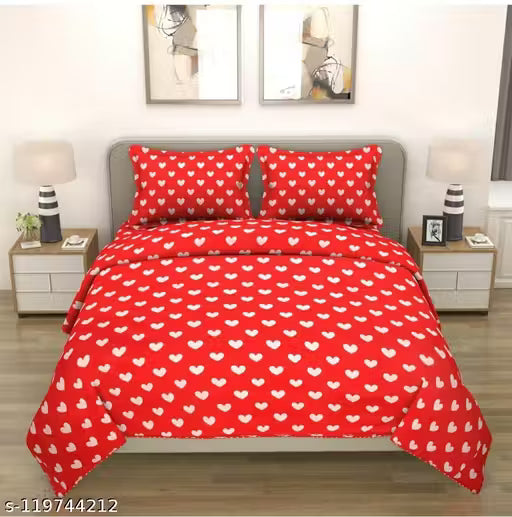 PLEDGE CREATIONS 3D King Size Cotton Bedsheets For Double Bed