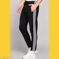 Sparkplug solid black 3 line men track pant pack of 01