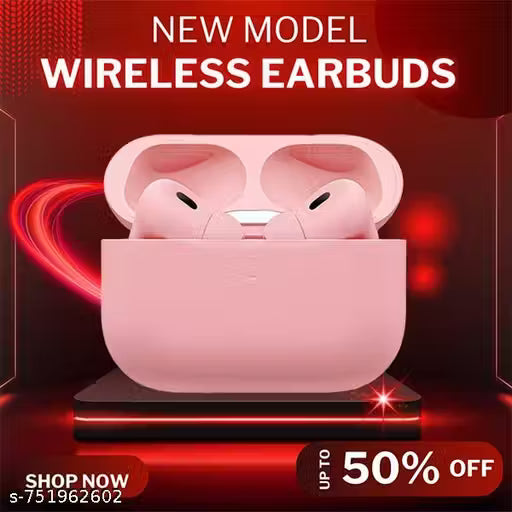 Wireless TWS Bluetooth Ear buds (pink) | High-Quality Sound | Long Battery Life | Touch Control Ear buds | Comfortable Fit | Bluetooth 5.1 Ear buds | Premium Design Combo