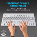 Portronics Bubble Multimedia Wireless Keyboard 2.4 GHz & Bluetooth 5.0 Connectivity, Noiseless Experience, Compact Size for iOS iPad Air, Pro, Mini, Android, Windows Tablets PC Smartphone(White)