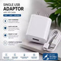 Single USB Fast Charger Adapter with V8 Cable | 2.4A Fast Charging