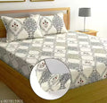 Cotton Blend Fitted Bedsheet 72x78 Inches with Elastic | Printed Bed Sheet with 2 Pillow Covers | Soft & Breathable Fabric