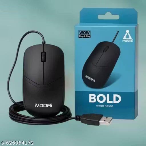 PC Laptop Mouse/Durable Office Mouse iVoomi Bold Stylish USB Wired Mouse | High-Precision Optical Sensor | Plug & Play | Comfortable Grip