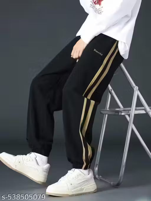 Summer New Design Men’s Black Stretch Jogger Track Pants Slim Fit & Stylish All Day Work