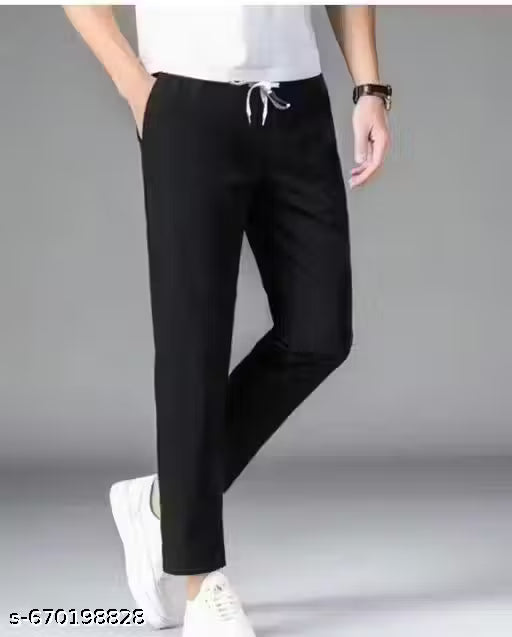 Men's Slim Fit Active Track Pant With Cross Pocket Black