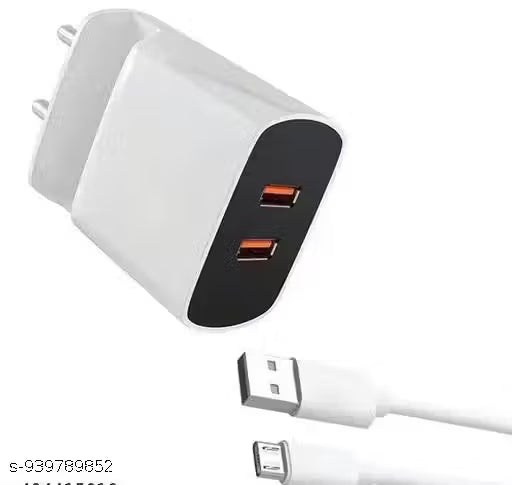 Dual USB Fast Mobile Charger with V8 Cable | Wall Charger Adapter for Smartphone