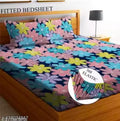 double bed cotton fitted bedsheet with two pillow covers