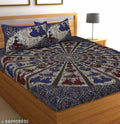 Rajasthani Jaipuri printed cotton, pure cotton, 144 thread count Double Bedsheet with 2pillow covers