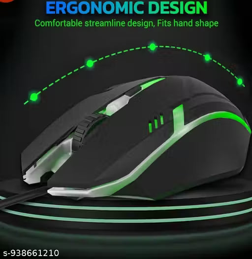 Wired Optical Gaming Mouse | 2400 DPI Sensor | 4 Durable Buttons | Multicolour Backlight Black
