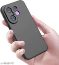 Silicone Back Cover for VIVO X200 FE 5G | Camera Bump Protection & Inner Velvet Fabric Lining | Ultra Slim Matte Soft Rubberised Case Cover (Black,Silicone)