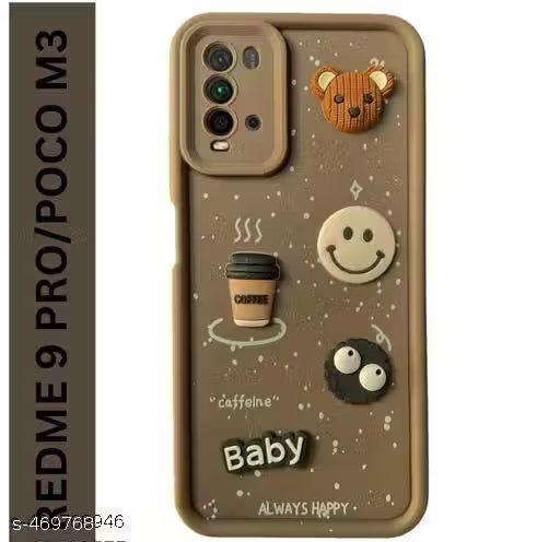 TFC REDMI 9 POWER Cute Cartoon 3D Coffee Liquid Silicone Soft Mobile Back Cover Case With Camera Protection