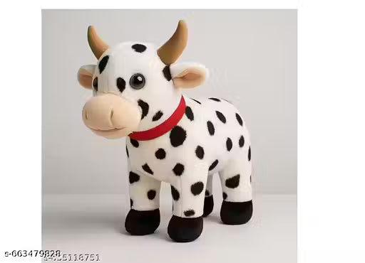 'Cute Cow Soft Toy For Kids With Black Spots'