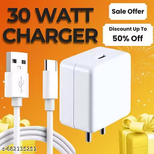 30 Watt Fast Charger; 3A Super Fast Mobile Charger, 30 watt ka charger, Powerr Adapter, Compatible with Supervooc,