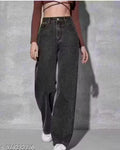Denim wide leg straightened fit jeans for women and girls