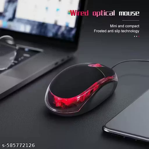 Wired Optical Mouse - Mini and Compact Frosted Anti Slip Technology (Black), PACK OF 1
