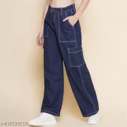 Classy Blue Baggy Jeans For Women