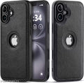 OG Leather Back Cover Case | Shockproof TPU | Original Leather Finish Compatible with iPhone 17 (Black)