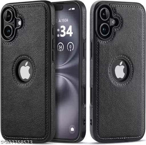 OG Leather Back Cover Case | Shockproof TPU | Original Leather Finish Compatible with iPhone 17 (Black)