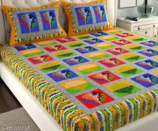 Rajasthani 100% Jaipuri Cotton King Size Double Bedsheet With 2 Pillow Covers