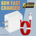 80-Watt Fast Charger; 3A Powerr Adapter; 80 Watt Quick Charger, Wall Fast Charging Mobile Charger, Supports Supervooc, Vooc, Superdart,