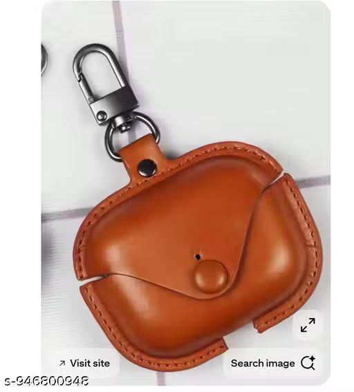 AirPods Leather Case Cover | Premium Protective Earbuds Cover with Keychain | Shockproof AirPods Case