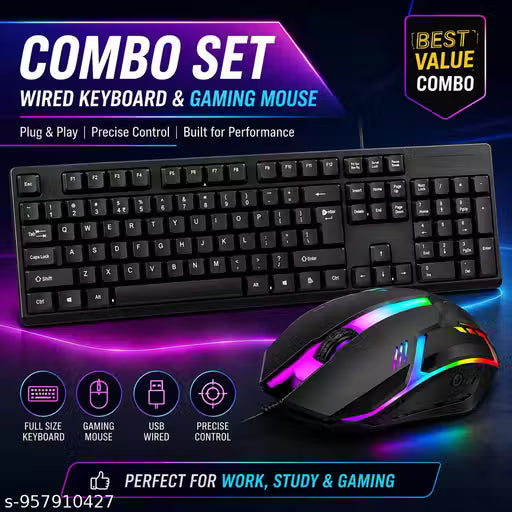 USB Wired Keyboard and RGB Gaming Mouse Combo Set
