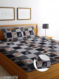 Super Soft Glace Cotton All Round Elastic Fitted Double Bed Bedsheet with 2 Pillow Covers-72x78x8 Inches-fiteed_Double