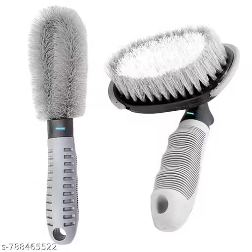 Cleaning Brushes (Pack of 2) Heavy-Duty Tire Brush and Alloy Brush for Deep Cleaning, Scratch-Free Detailing, and Long-Lasting Shine,